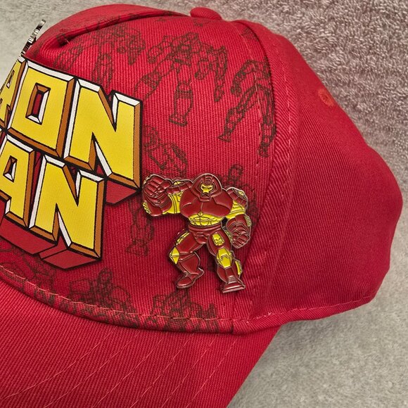 Disney Marvel Iron Man Cap Hat Adult With 2 Pins - Picture 2 of 5
